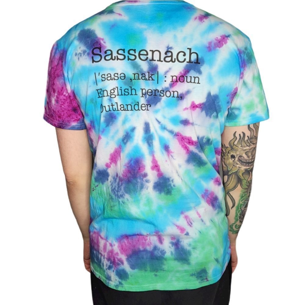OUTLANDER t-shirt Sassenach tie dyed short sleeve tee unisex XL‎